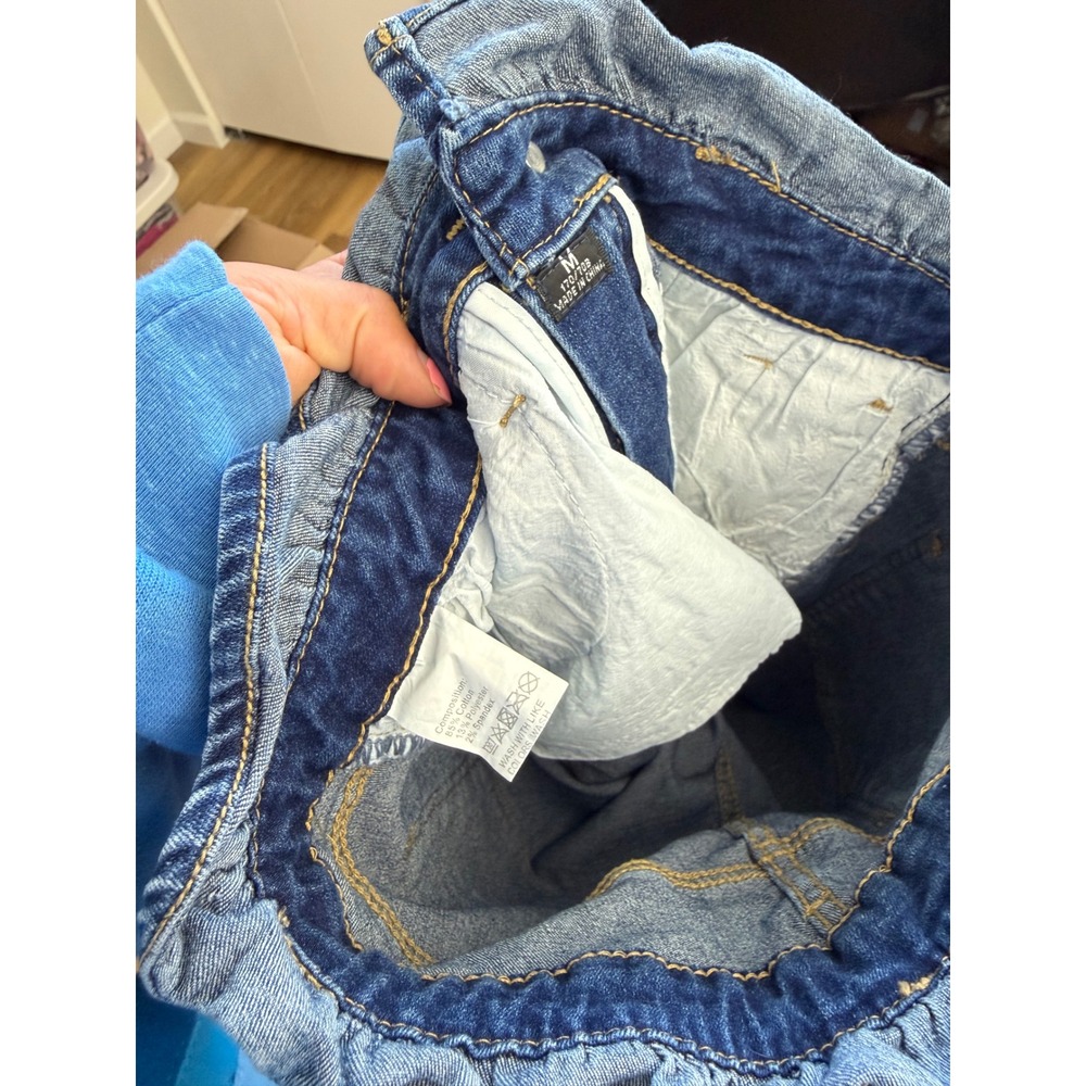 Boho Handmade Floral Flare Jeans Paperbag Waist Tie Bell Bottom hippie indie - Picture 6 of 9